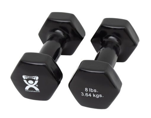 Elevate Your Fitness with Cando Vinyl Coated Dumbbells: Black - 8 lb. - Pair