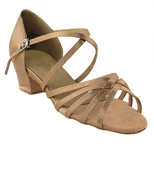 Very Fine Low Heel Ballroom Dance Shoes - 1670C - Brown Satin 1.5-inch Heel | Flamingo Sportswear