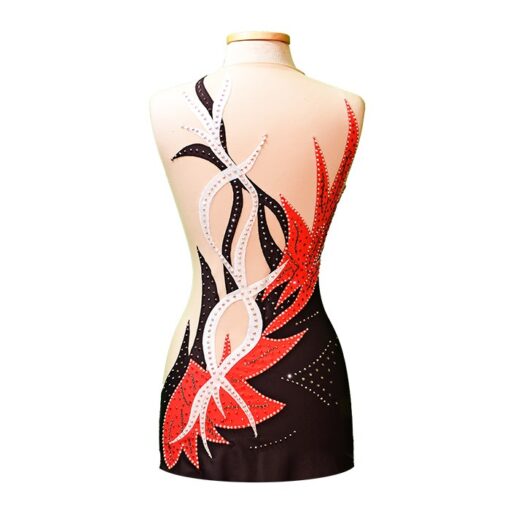 Long Sleeve Gymnastics Leotard for Girls Black - Red - Flamingo Sportswear