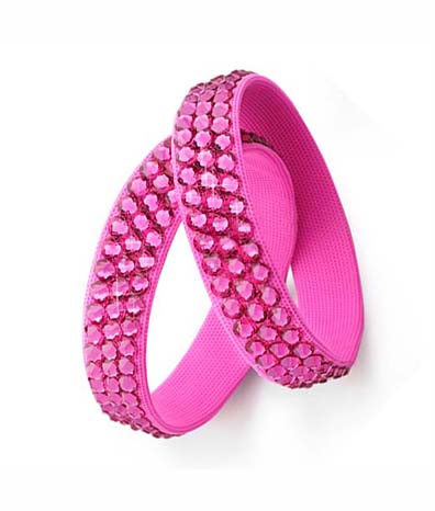 Crystal Decorated Bracelets – 3 Rows Sparkling Dance Jewelry - Flamingo Sportswear
