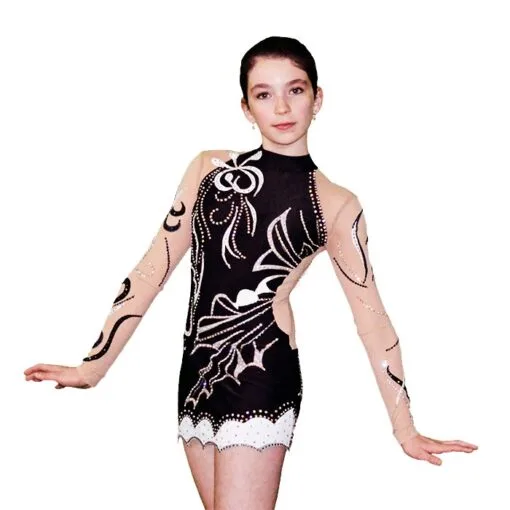Girls Gymnastics Leotard - Black and White - FlamingoSportswear|FlamingoSportswear - Black and White - Girls Gymnastics Leotard|FlamingoSportswear - Black and White - Girls Gymnastics Leotard