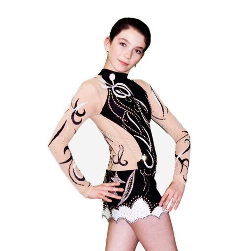 Girls Gymnastics Leotard - Black and White | Flamingo Sportswear
