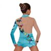 Girls Gymnastics Leotard - Blue with Butterflies - Flamingo Sportswear