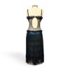 Black Latin Ballroom Dance Dress with Fringe - Flamingo Sportswear