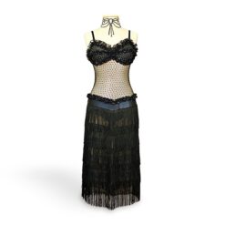 Black Latin Ballroom Dance Dress with Fringe|Black with Fringe Latin Ballroom Dance Dress|Black Latin Ballroom Dance Dress