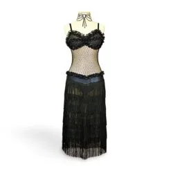 Black Latin Ballroom Dance Dress with Fringe|Black with Fringe Latin Ballroom Dance Dress|Black Latin Ballroom Dance Dress