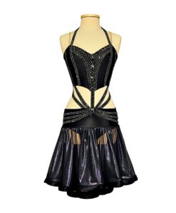 Black Latin Dress for Ballroom Dance Competition|Black Latin Ballroom Dance Competition Dress