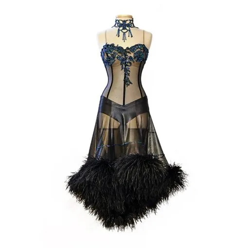 Black Elegant Latin Ballroom Dance Dress|Latin Ballroom Dance Dress Black Elegant|