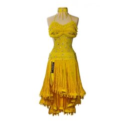 Yellow Ballroom Latin dress|Ballroom Latin dress yellow|Ballroom Latin dress yellow front big|Yellow Latin Ballroom dress yellow back big