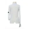 White Mens Latin Dance Shirt with Ruffles | Flamingo Sportswear
