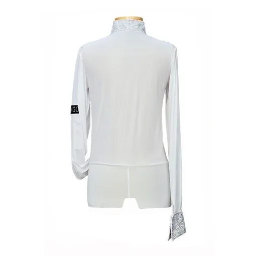 White Mens Latin Dance Shirt with Ruffles | Flamingo Sportswear