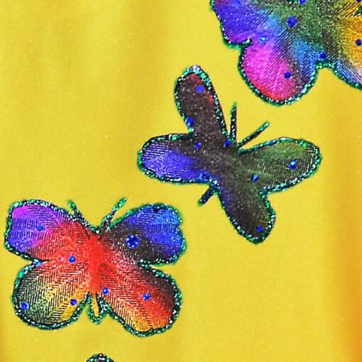 Girls Gymnastics Leotard - Yellow with Butterflies - Flamingo Sportswear