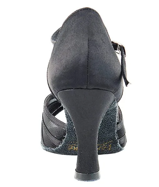Very Fine Dance Shoes - 16612 - Black Satin-Black Mesh | Flamingo Sportswear