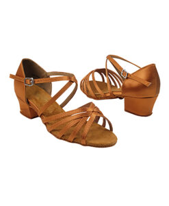 Very Fine Dance Shoes - 1670CG - Dark Tan Satin size 4 Youth - 1.5-inch heel||||