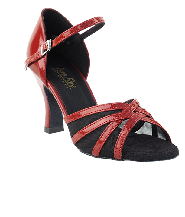 Red Patent Black Mesh