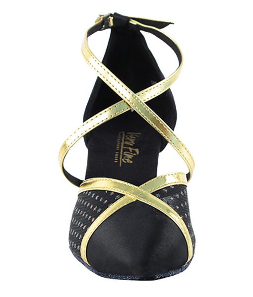 Very Fine Dance Shoes - 9622 - Black Satin-109 Mesh 2.5-inch Heel - Flamingo Sportswear