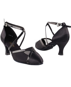 Very Fine Dance Shoes - 9622 - Black Satin-Black Mesh  2.5-inch Heel size 10 - 2.5-inch heel|||