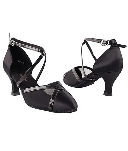 Step Out in Style with Very Fine Ladies Dance Shoes - 9622 in Black Satin