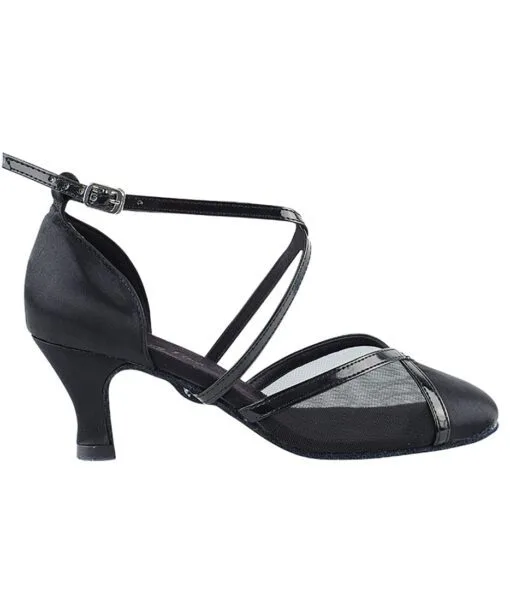 Step Out in Style with Very Fine Ladies Dance Shoes - 9622 in Black Satin | Flamingo Sportswear