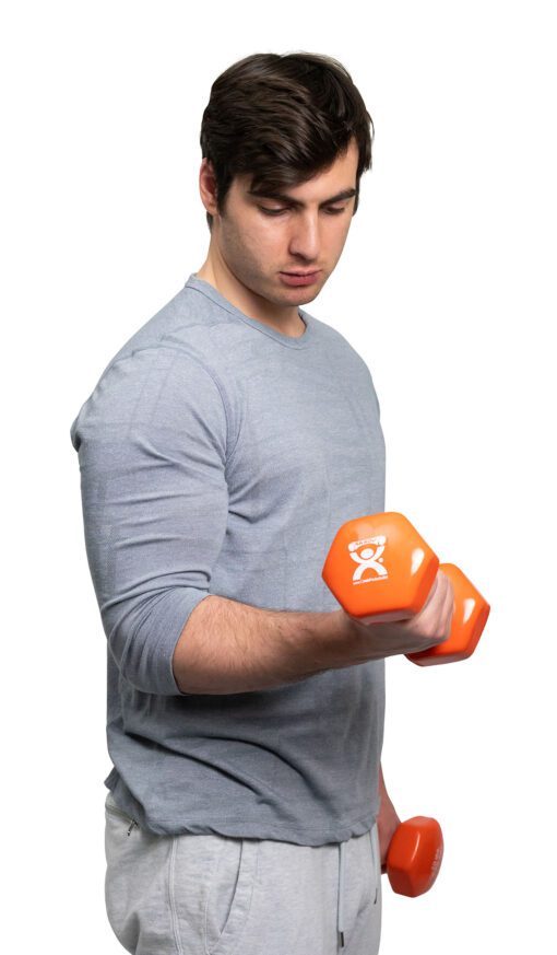 Get Fit with Cando Vinyl Coated Dumbbells – Orange (10 lb) Pair | Flamingo Sportswear