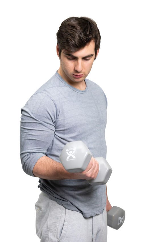 Cando Vinyl Coated Dumbbells for Your Workout - Silver - 15 lb. - Pair | Flamingo Sportswear