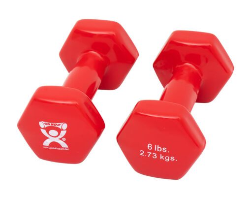 Cando Vinyl Coated Dumbbells: Red -6 lb. - Pair