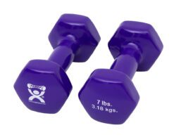 Cando Vinyl Coated Dumbbells: Purple - 7 lb. - Pair