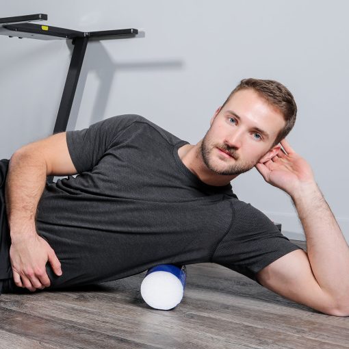 CanDo Foam Roller 4"x36" Round with Blue Tufcoat Finish for Strength & Recovery | Flamingo Sportswear